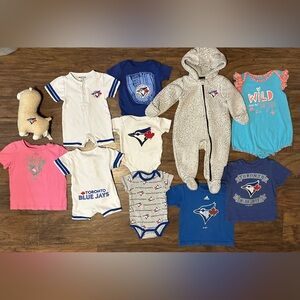 Huge Toronto Blue Jays Unisex Clothing Bundle - Bunting Suit T Shirts Onesies